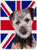 Norfolk Terrier Puppy with English Union Jack British Flag Cutting Board Tempered Glass Kitchen Cutting Surface, Heat Resistant Chopping, Non-Slip Feet, Food Prep & Serving