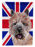Norwich Terrier with English Union Jack British Flag House Flag 28x40 Porch Sleeve Pole Decorative Outside Yard Banner Artwork Wall Hanging, Polyester