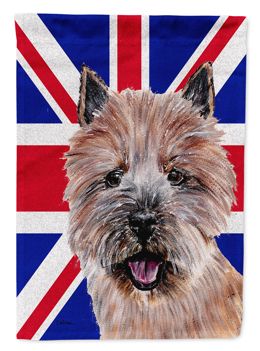 Norwich Terrier with English Union Jack British Flag House Flag 28x40 Porch Sleeve Pole Decorative Outside Yard Banner Artwork Wall Hanging, Polyester