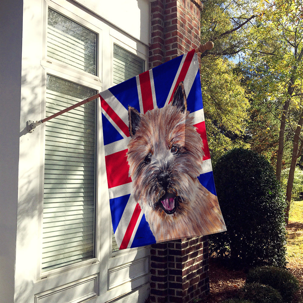 Norwich Terrier with English Union Jack British Flag House Flag 28x40 Porch Sleeve Pole Decorative Outside Yard Banner Artwork Wall Hanging, Polyester