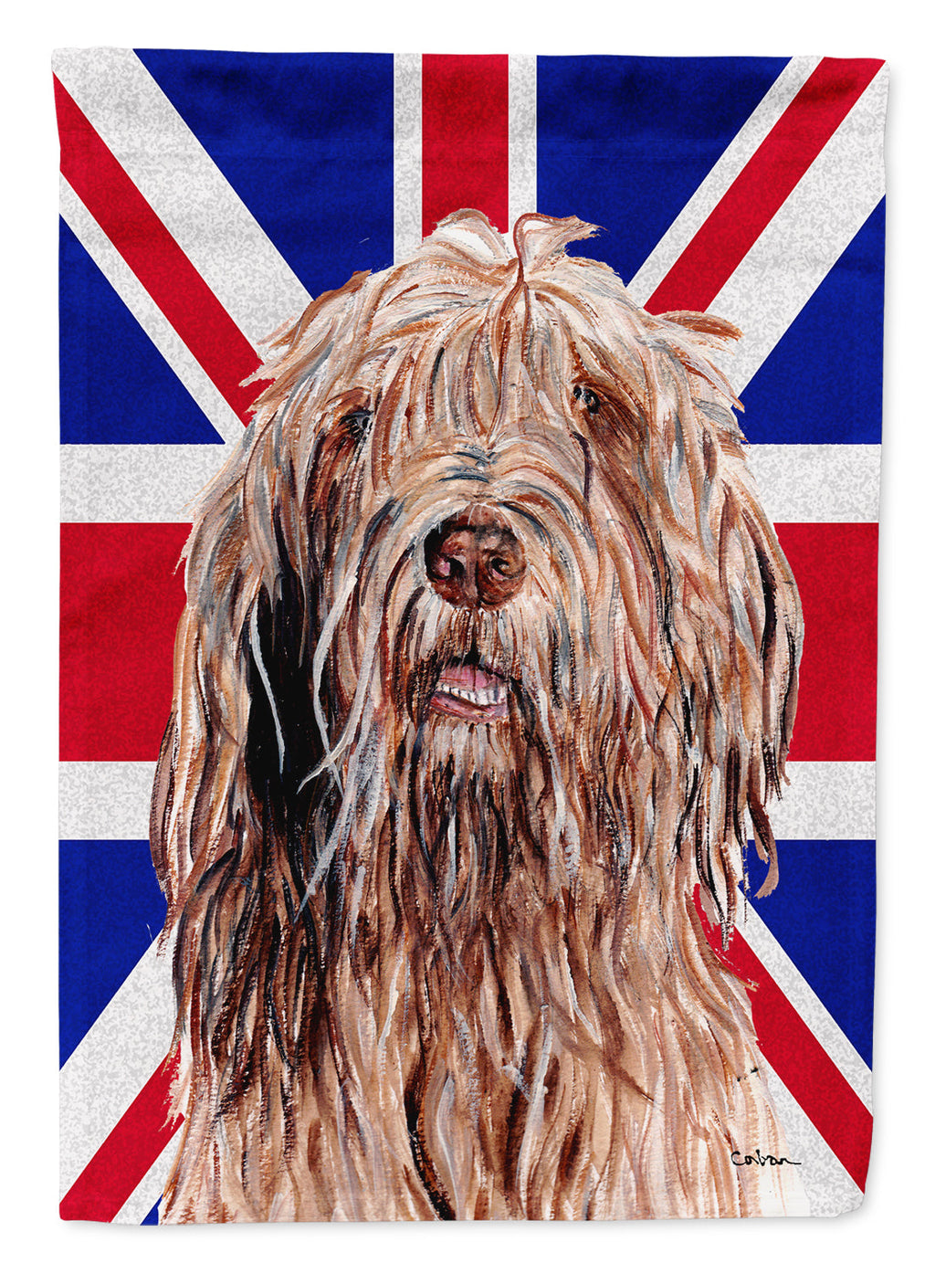 Otterhound with English Union Jack British Flag House Flag 28x40 Porch Sleeve Pole Decorative Outside Yard Banner Artwork Wall Hanging, Polyester