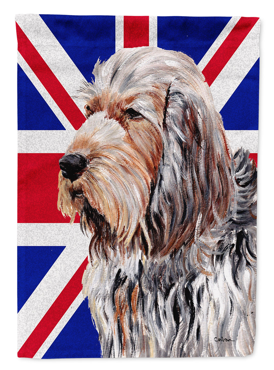 Otterhound with English Union Jack British Flag House Flag 28x40 Porch Sleeve Pole Decorative Outside Yard Banner Artwork Wall Hanging, Polyester