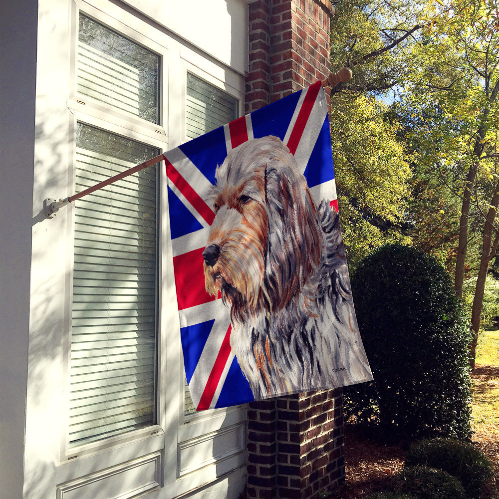 Otterhound with English Union Jack British Flag House Flag 28x40 Porch Sleeve Pole Decorative Outside Yard Banner Artwork Wall Hanging, Polyester