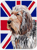 Otterhound with English Union Jack British Flag Cutting Board Tempered Glass Kitchen Cutting Surface, Heat Resistant Chopping, Non-Slip Feet, Food Prep & Serving