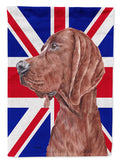 Redbone Coonhound with English Union Jack British Flag House Flag 28x40 Porch Sleeve Pole Decorative Outside Yard Banner Artwork Wall Hanging, Polyester