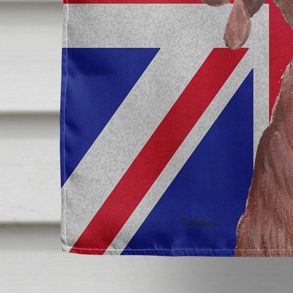 Redbone Coonhound with English Union Jack British Flag House Flag 28x40 Porch Sleeve Pole Decorative Outside Yard Banner Artwork Wall Hanging, Polyester