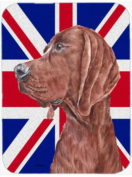 Redbone Coonhound with English Union Jack British Flag Cutting Board Tempered Glass Kitchen Cutting Surface, Heat Resistant Chopping, Non-Slip Feet, Food Prep & Serving