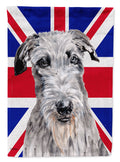 Scottish Deerhound with English Union Jack British Flag House Flag 28x40 Porch Sleeve Pole Decorative Outside Yard Banner Artwork Wall Hanging, Polyester