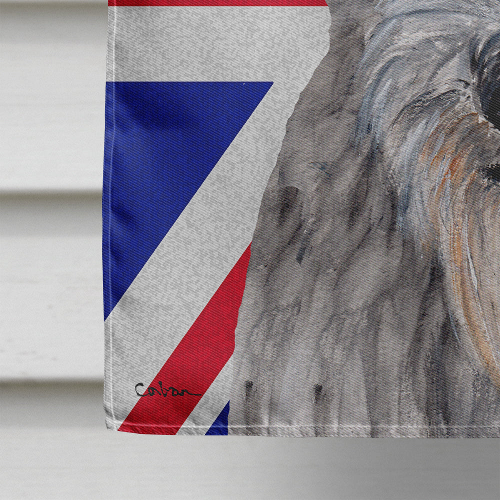 Scottish Deerhound with English Union Jack British Flag House Flag 28x40 Porch Sleeve Pole Decorative Outside Yard Banner Artwork Wall Hanging, Polyester