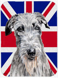 Scottish Deerhound with English Union Jack British Flag Cutting Board Tempered Glass Kitchen Cutting Surface, Heat Resistant Chopping, Non-Slip Feet, Food Prep & Serving