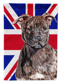 Staffordshire Bull Terrier Staffie with English Union Jack British Flag House Flag 28x40 Porch Sleeve Pole Decorative Outside Yard Banner Artwork Wall Hanging, Polyester