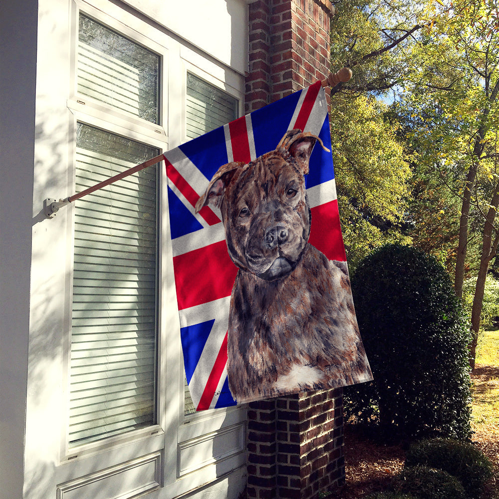 Staffordshire Bull Terrier Staffie with English Union Jack British Flag House Flag 28x40 Porch Sleeve Pole Decorative Outside Yard Banner Artwork Wall Hanging, Polyester