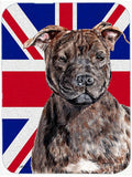 Staffordshire Bull Terrier Staffie with English Union Jack British Flag Cutting Board Tempered Glass Kitchen Cutting Surface, Heat Resistant Chopping, Non-Slip Feet, Food Prep & Serving