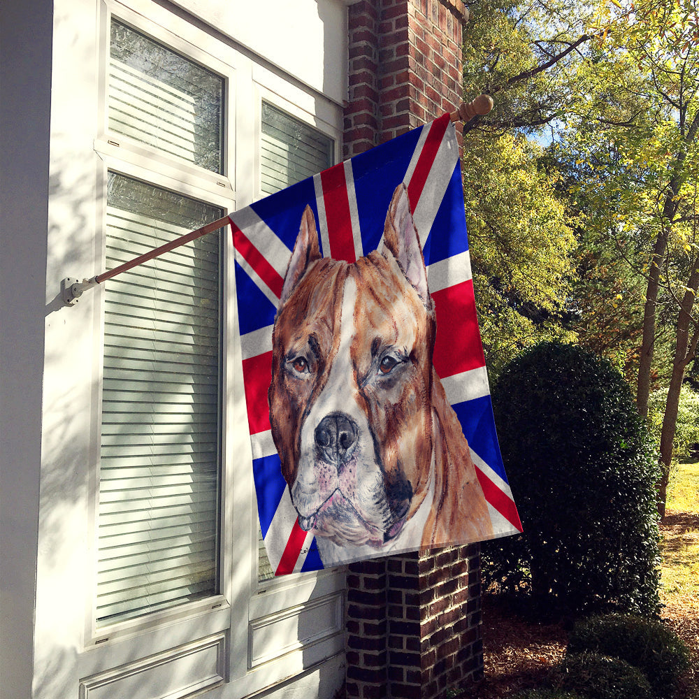 Staffordshire Bull Terrier Staffie with English Union Jack British Flag House Flag 28x40 Porch Sleeve Pole Decorative Outside Yard Banner Artwork Wall Hanging, Polyester