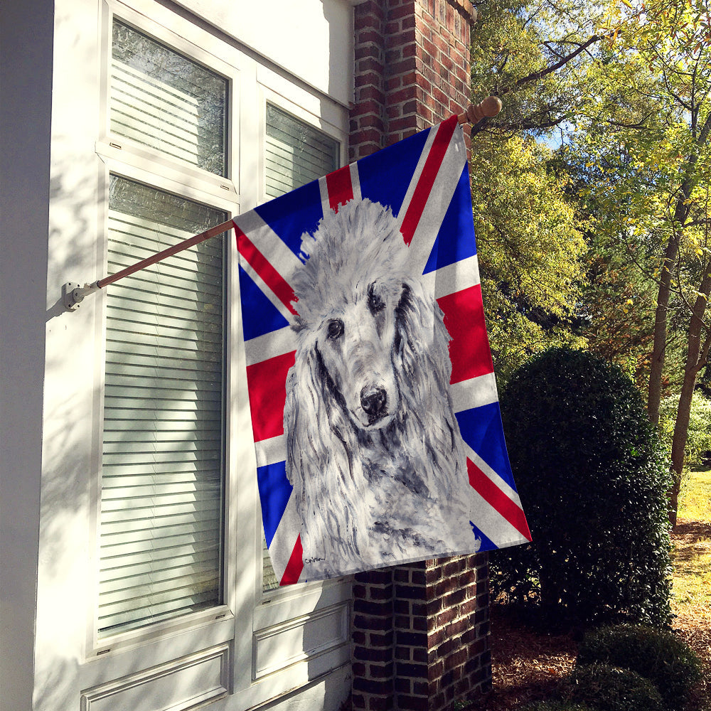 White Standard Poodle with English Union Jack British Flag House Flag 28x40 Porch Sleeve Pole Decorative Outside Yard Banner Artwork Wall Hanging, Polyester