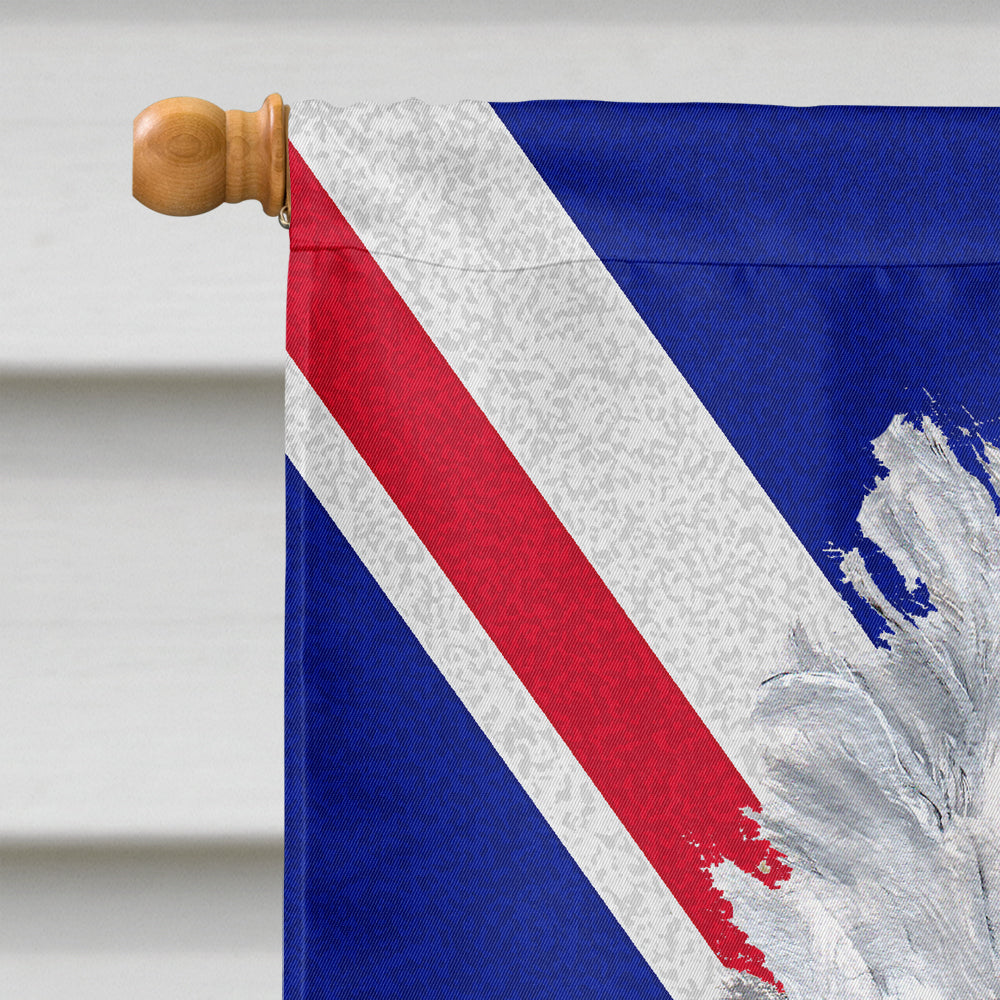 White Standard Poodle with English Union Jack British Flag House Flag 28x40 Porch Sleeve Pole Decorative Outside Yard Banner Artwork Wall Hanging, Polyester