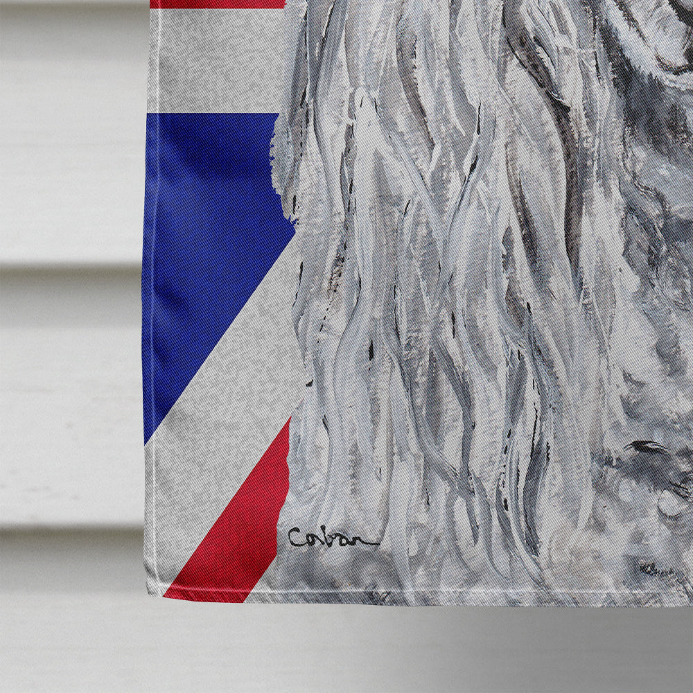 White Standard Poodle with English Union Jack British Flag House Flag 28x40 Porch Sleeve Pole Decorative Outside Yard Banner Artwork Wall Hanging, Polyester