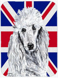 White Standard Poodle with English Union Jack British Flag Cutting Board Tempered Glass Kitchen Cutting Surface, Heat Resistant Chopping, Non-Slip Feet, Food Prep & Serving