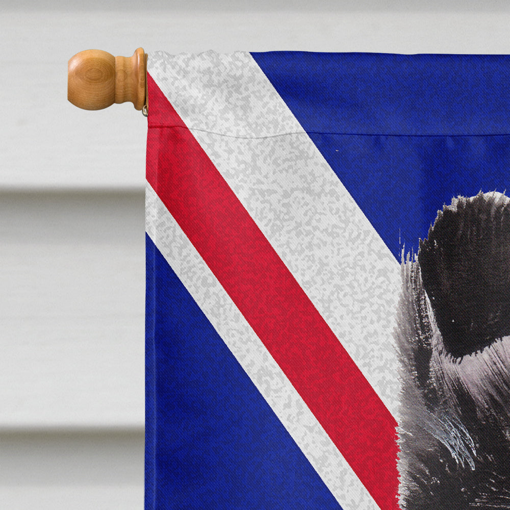 Black and White Collie with English Union Jack British Flag House Flag 28x40 Porch Sleeve Pole Decorative Outside Yard Banner Artwork Wall Hanging, Polyester