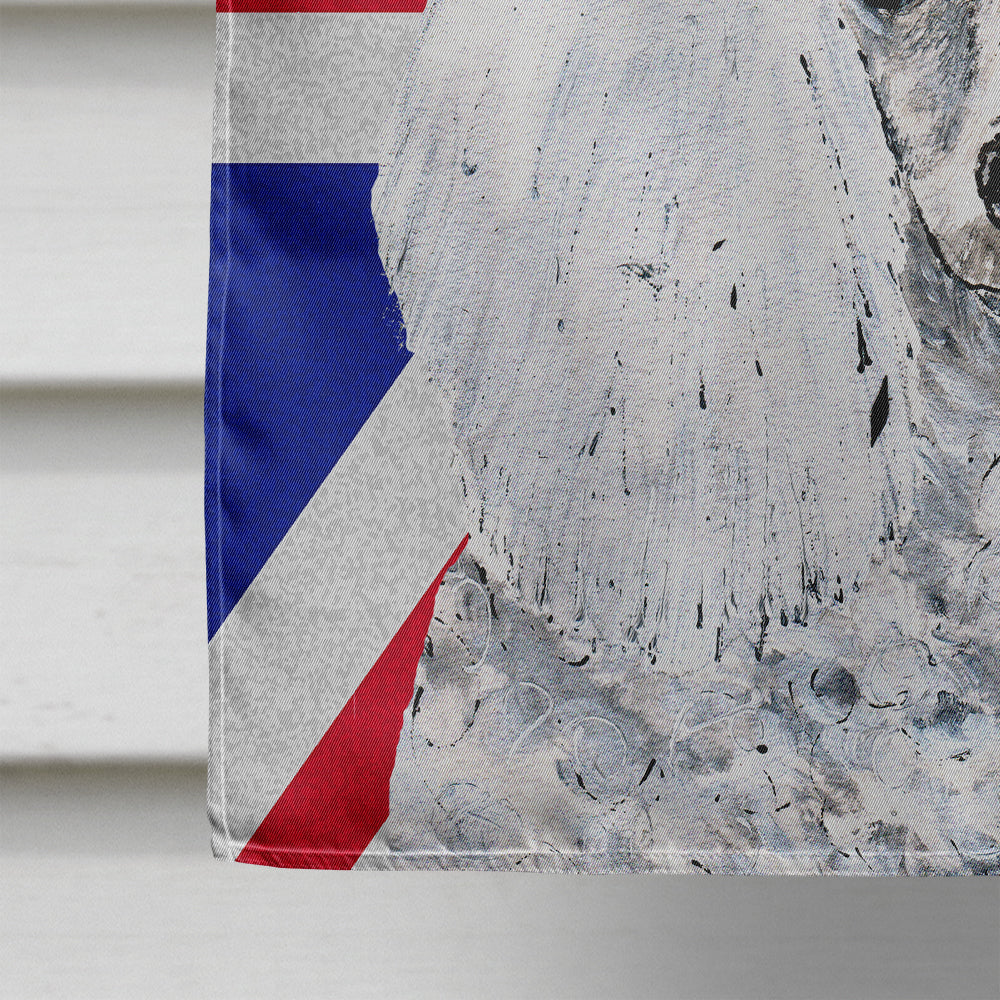 White Toy Poodle with English Union Jack British Flag House Flag 28x40 Porch Sleeve Pole Decorative Outside Yard Banner Artwork Wall Hanging, Polyester