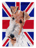 Wire Fox Terrier with English Union Jack British Flag House Flag 28x40 Porch Sleeve Pole Decorative Outside Yard Banner Artwork Wall Hanging, Polyester