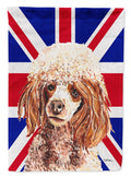 Red Miniature Poodle with English Union Jack British Flag House Flag 28x40 Porch Sleeve Pole Decorative Outside Yard Banner Artwork Wall Hanging, Polyester