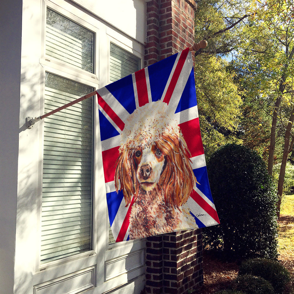 Red Miniature Poodle with English Union Jack British Flag House Flag 28x40 Porch Sleeve Pole Decorative Outside Yard Banner Artwork Wall Hanging, Polyester