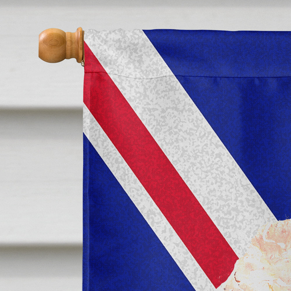 Red Miniature Poodle with English Union Jack British Flag House Flag 28x40 Porch Sleeve Pole Decorative Outside Yard Banner Artwork Wall Hanging, Polyester