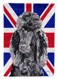 Black Standard Poodle with English Union Jack British Flag House Flag 28x40 Porch Sleeve Pole Decorative Outside Yard Banner Artwork Wall Hanging, Polyester