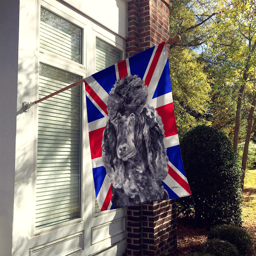 Black Standard Poodle with English Union Jack British Flag House Flag 28x40 Porch Sleeve Pole Decorative Outside Yard Banner Artwork Wall Hanging, Polyester