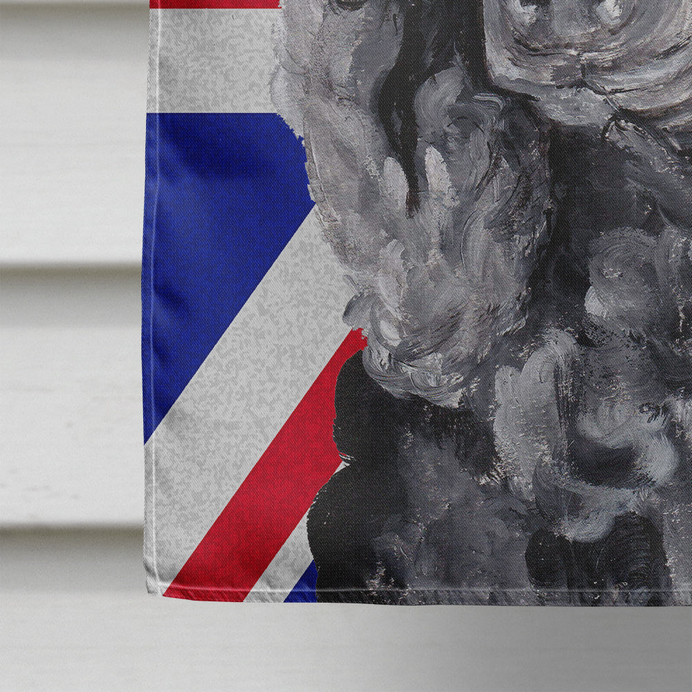 Black Standard Poodle with English Union Jack British Flag House Flag 28x40 Porch Sleeve Pole Decorative Outside Yard Banner Artwork Wall Hanging, Polyester