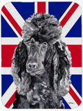 Black Standard Poodle with English Union Jack British Flag Cutting Board Tempered Glass Kitchen Cutting Surface, Heat Resistant Chopping, Non-Slip Feet, Food Prep & Serving