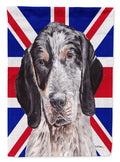 Blue Tick Coonhound with English Union Jack British Flag House Flag 28x40 Porch Sleeve Pole Decorative Outside Yard Banner Artwork Wall Hanging, Polyester
