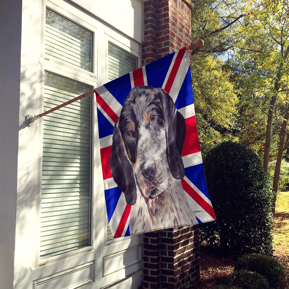 Blue Tick Coonhound with English Union Jack British Flag House Flag 28x40 Porch Sleeve Pole Decorative Outside Yard Banner Artwork Wall Hanging, Polyester