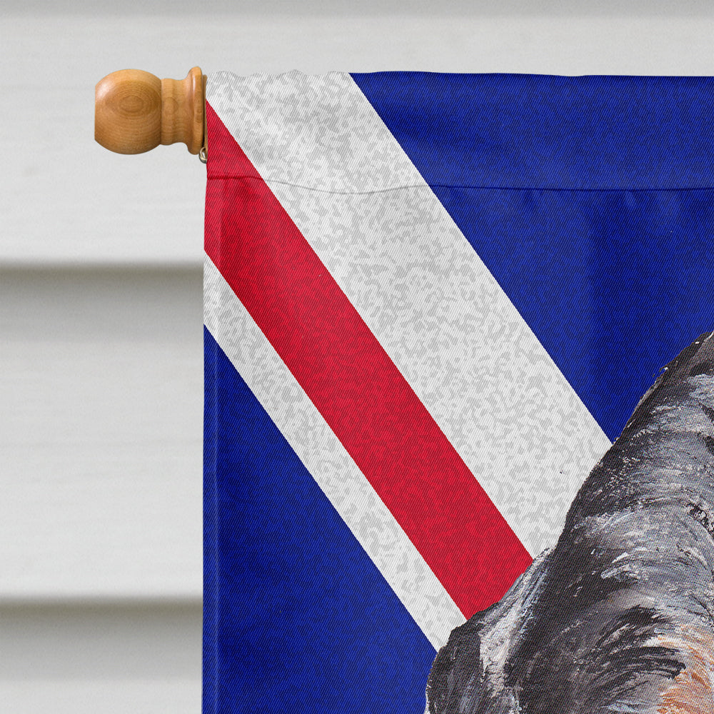 Blue Tick Coonhound with English Union Jack British Flag House Flag 28x40 Porch Sleeve Pole Decorative Outside Yard Banner Artwork Wall Hanging, Polyester