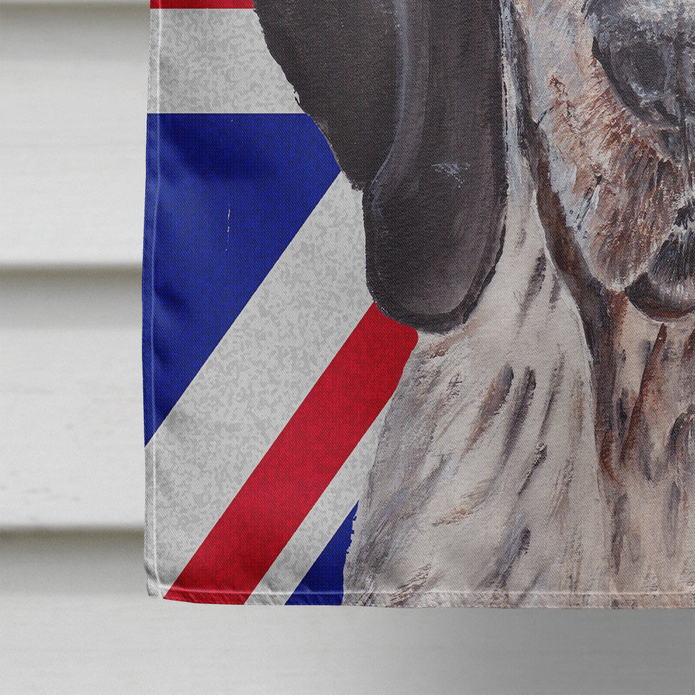 Blue Tick Coonhound with English Union Jack British Flag House Flag 28x40 Porch Sleeve Pole Decorative Outside Yard Banner Artwork Wall Hanging, Polyester