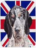 Blue Tick Coonhound with English Union Jack British Flag Cutting Board Tempered Glass Kitchen Cutting Surface, Heat Resistant Chopping, Non-Slip Feet, Food Prep & Serving