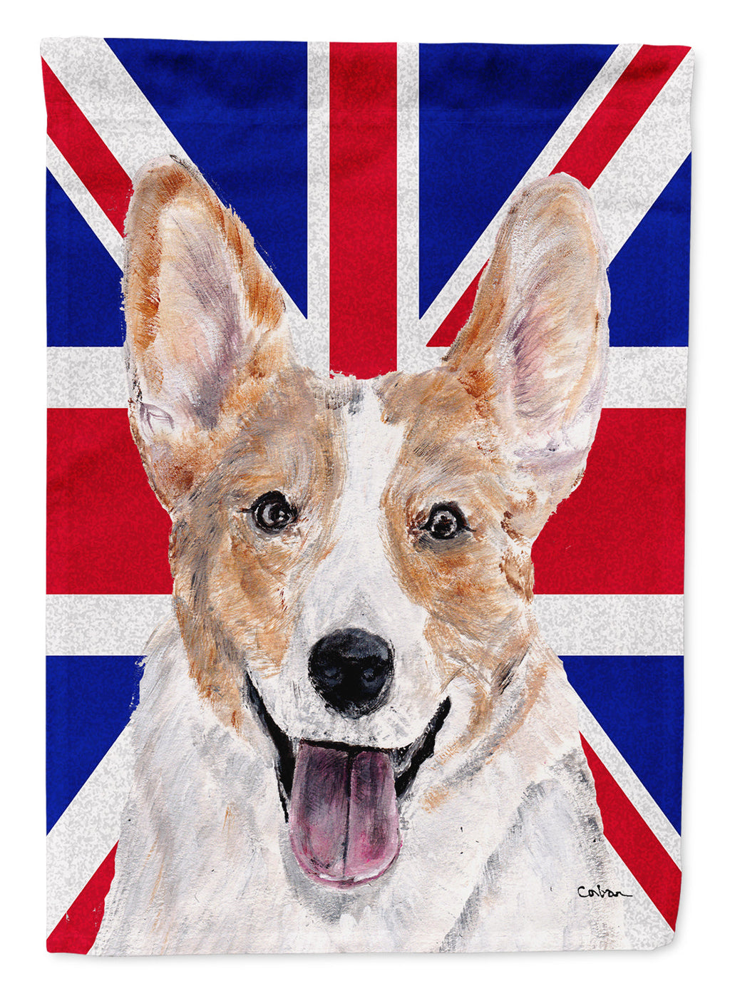 Cardigan Corgi with English Union Jack British Flag House Flag 28x40 Porch Sleeve Pole Decorative Outside Yard Banner Artwork Wall Hanging, Polyester