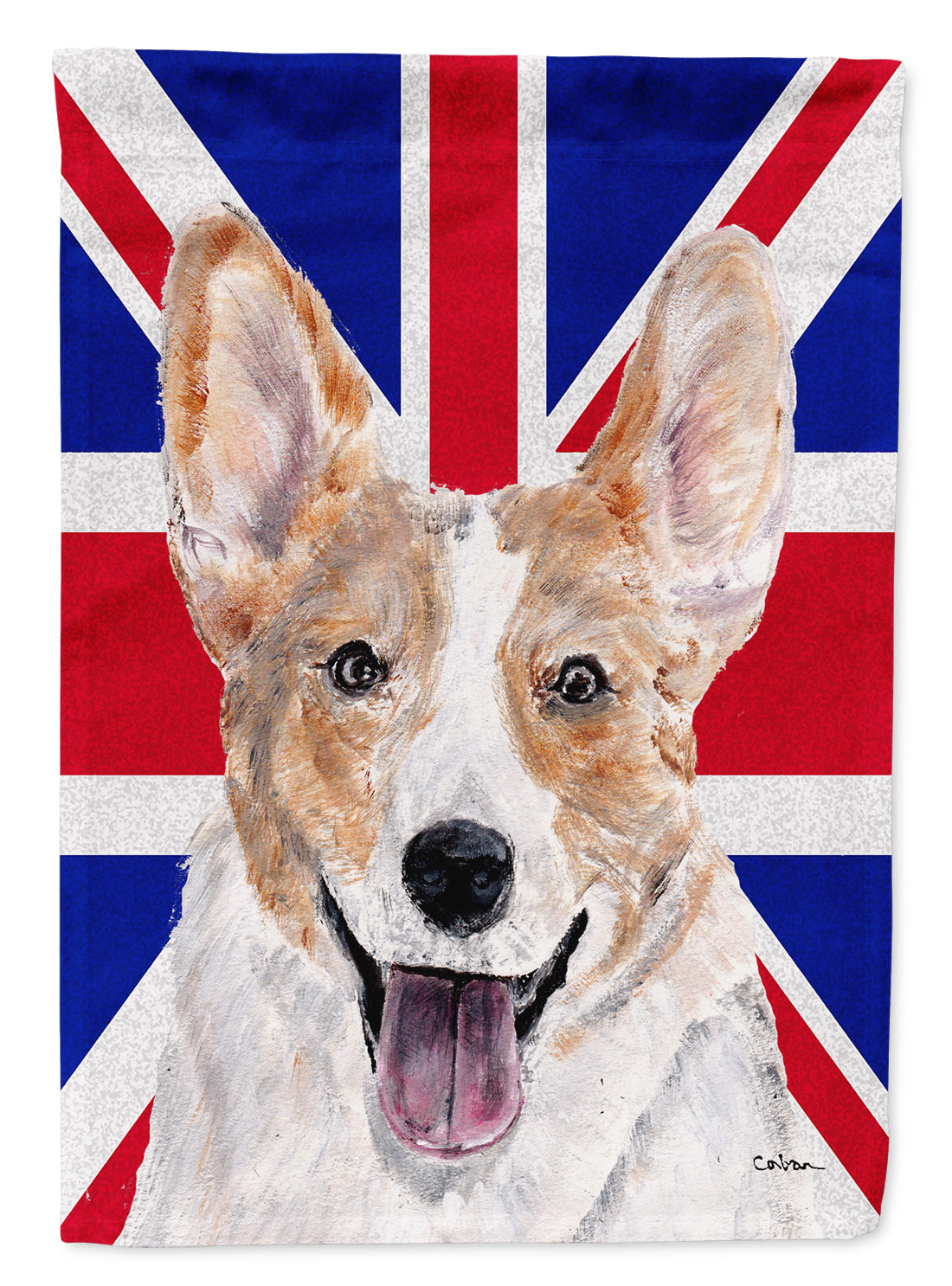 Cardigan Corgi with English Union Jack British Flag House Flag 28x40 Porch Sleeve Pole Decorative Outside Yard Banner Artwork Wall Hanging, Polyester