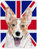 Cardigan Corgi with English Union Jack British Flag Cutting Board Tempered Glass Kitchen Cutting Surface, Heat Resistant Chopping, Non-Slip Feet, Food Prep & Serving