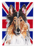 Collie with English Union Jack British Flag House Flag 28x40 Porch Sleeve Pole Decorative Outside Yard Banner Artwork Wall Hanging, Polyester