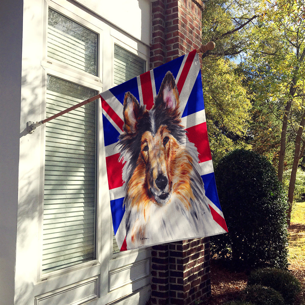 Collie with English Union Jack British Flag House Flag 28x40 Porch Sleeve Pole Decorative Outside Yard Banner Artwork Wall Hanging, Polyester