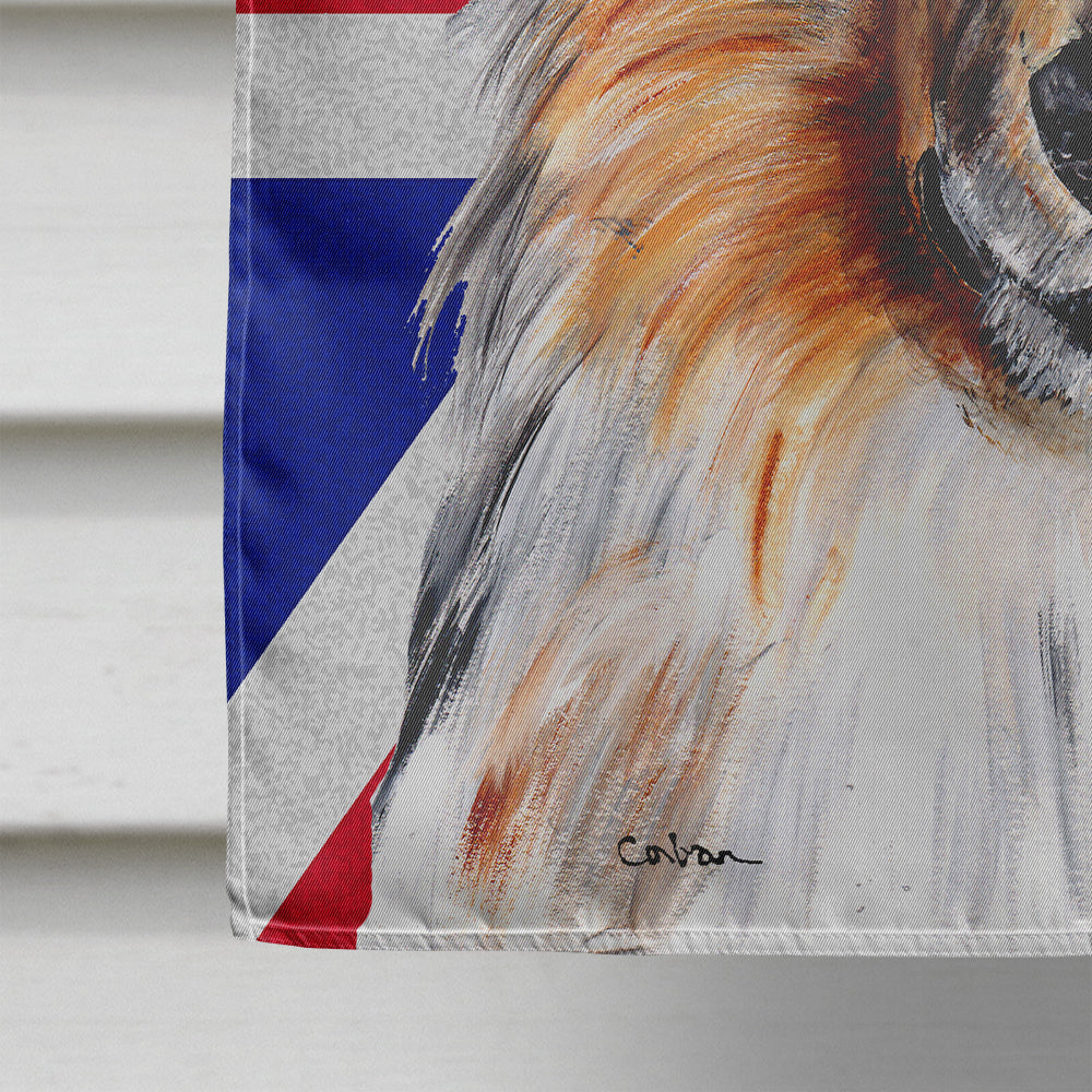 Collie with English Union Jack British Flag House Flag 28x40 Porch Sleeve Pole Decorative Outside Yard Banner Artwork Wall Hanging, Polyester