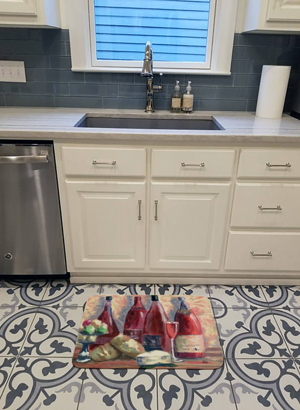 Wine and Cheese by David Smith Memory Foam Kitchen Mat Machine Washable Anti-Fatigue Cushion Comfort Bath or Kitchen Rug