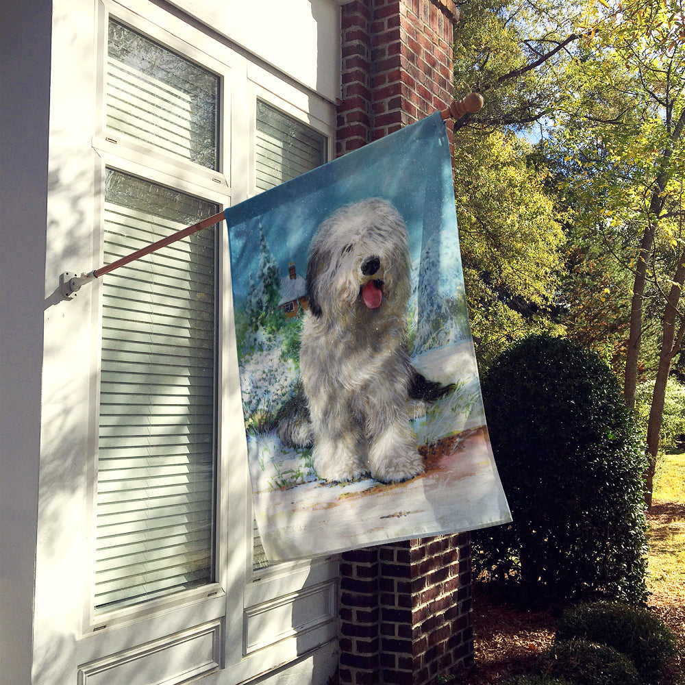 Old English Sheepdog by Don Squires House Flag 28x40 Porch Sleeve Pole Decorative Outside Yard Banner Artwork Wall Hanging, Polyester