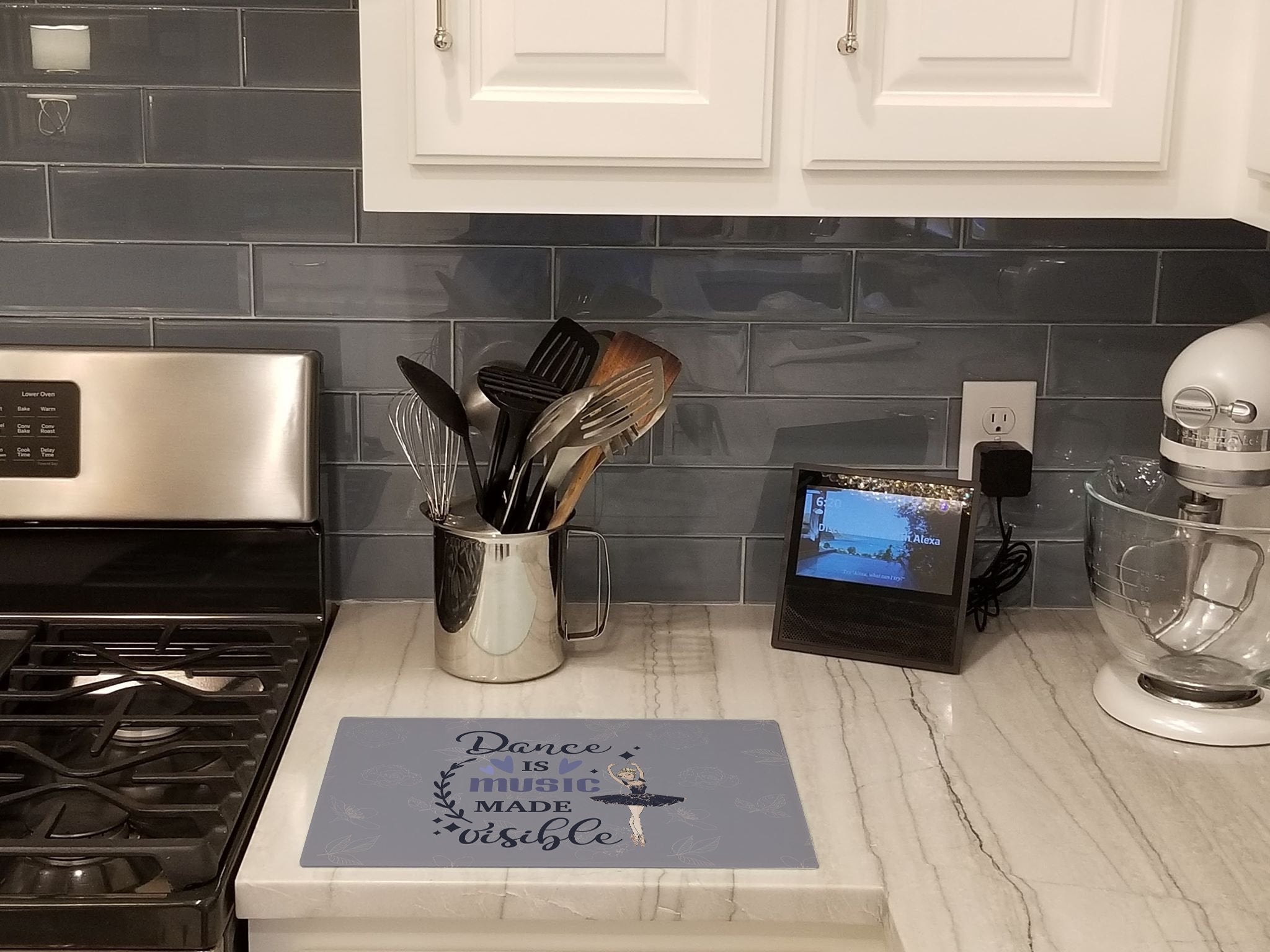 Cutting Board Tempered Glass Kitchen Cutting Surface, Heat Resistant Chopping, Non-Slip Feet, Food Prep & Serving