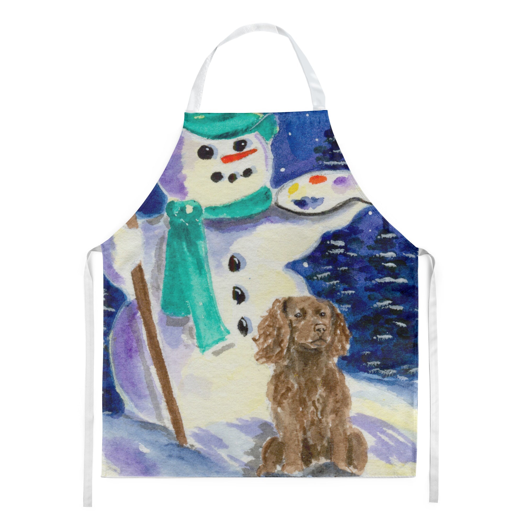 Artist Snowman with Boykin Spaniel Apron Cooking Kitchen Server Baking Crafts Gardening for Adult Women Men, Unisex, Large, Multicolor