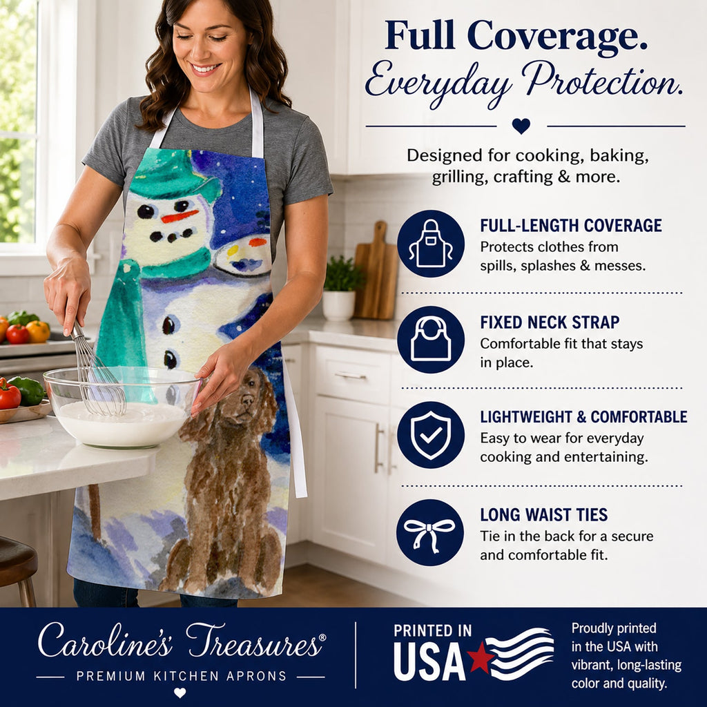 Artist Snowman with Boykin Spaniel Apron Cooking Kitchen Server Baking Crafts Gardening for Adult Women Men, Unisex, Large, Multicolor