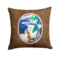 Artist Snowman with Boykin Spaniel Decorative Throw Pillow 14x14 Indoor Outdoor Accent Cushion, Fabric Cover with Insert for Sofa, Bed, Porch & Living Room