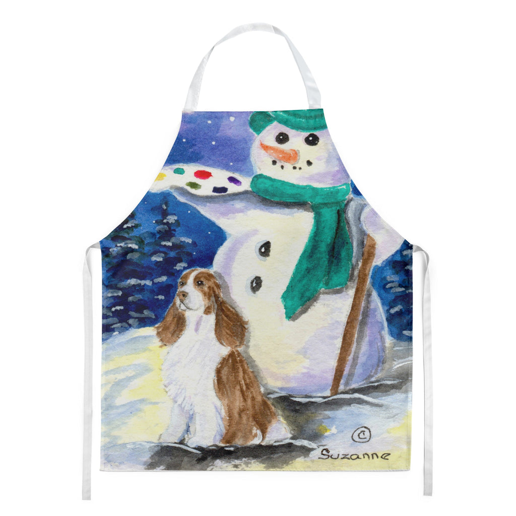 English Springer Spaniel with Artist Snowman Apron Cooking Kitchen Server Baking Crafts Gardening for Adult Women Men, Unisex, Large, Multicolor